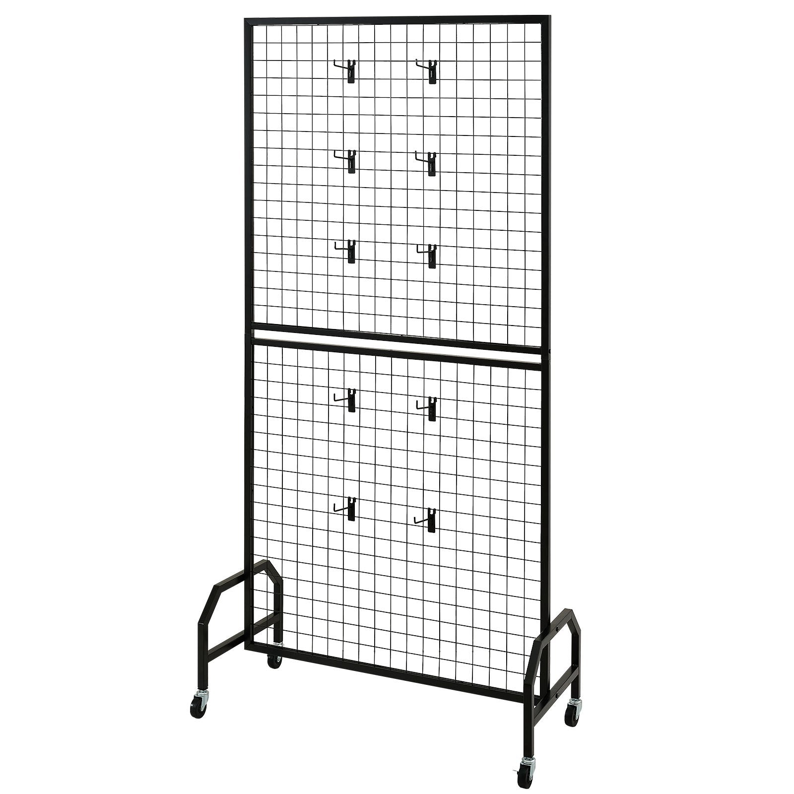 2 Packs Grid Wall Panels, 898 x 1798 mm Wire Grid Panels Display Rack, Movable Art Display Shelf with Wheels V952-LSWGQ7080INCADLXP001V0