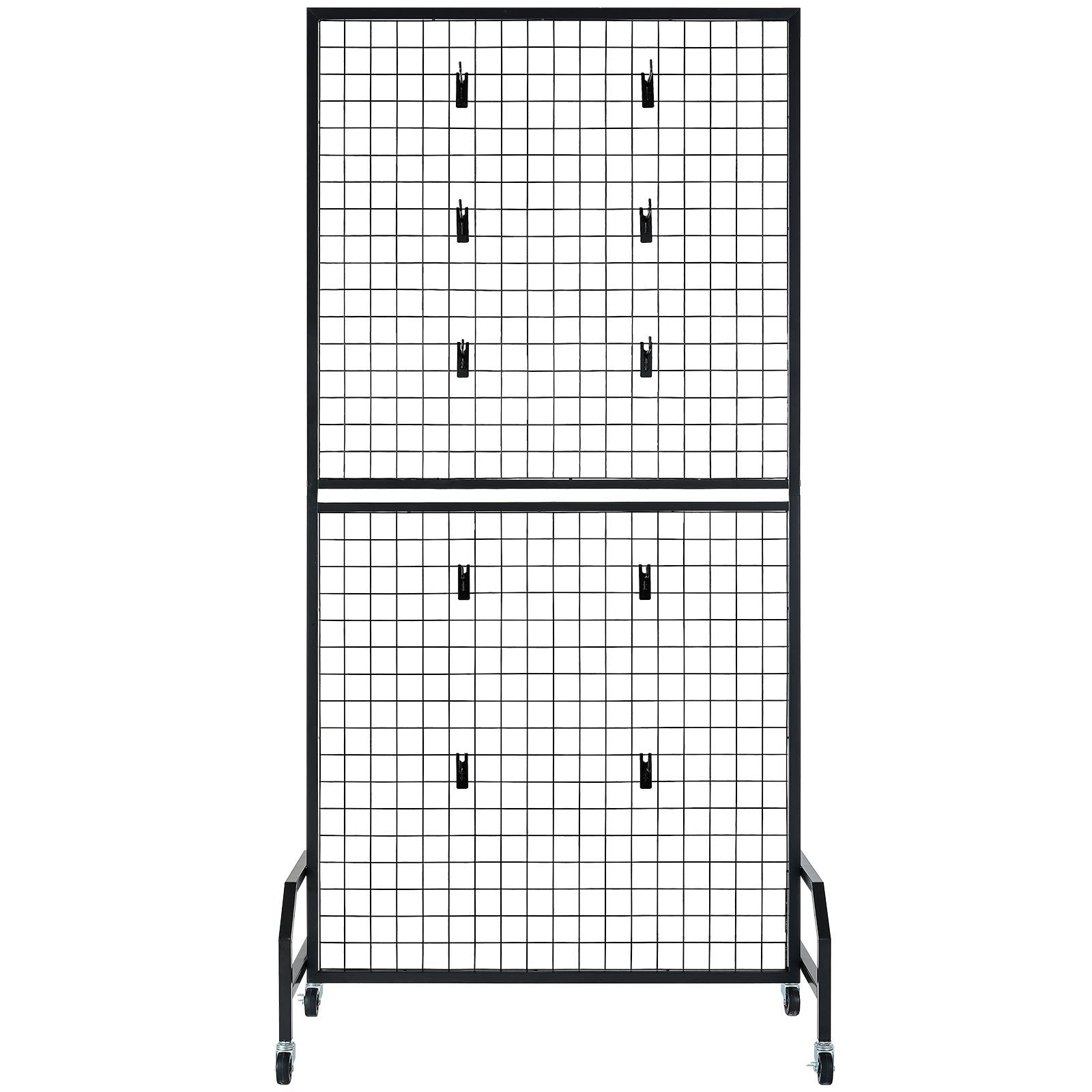 2 Packs Grid Wall Panels, 898 x 1798 mm Wire Grid Panels Display Rack, Movable Art Display Shelf with Wheels V952-LSWGQ7080INCADLXP001V0