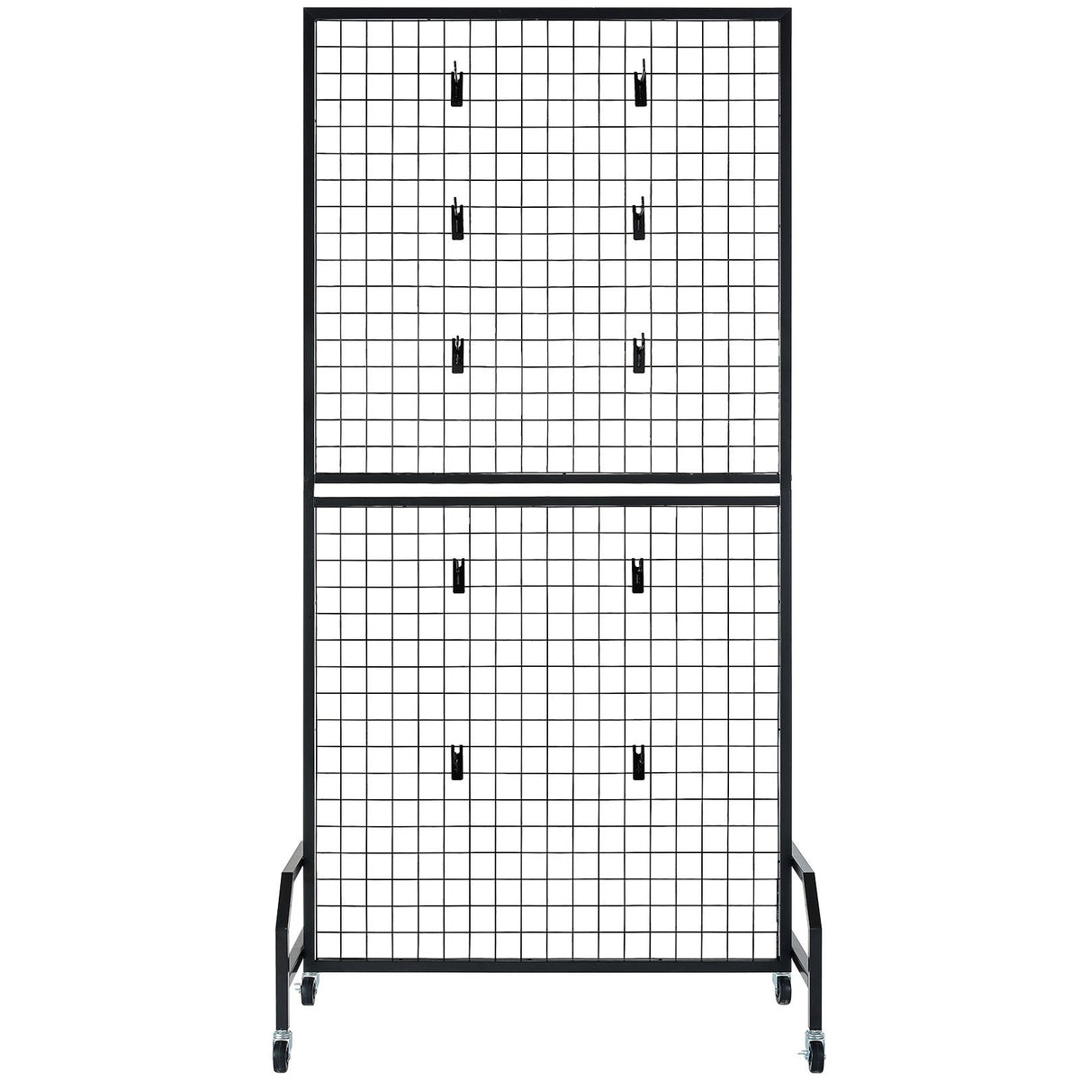 2 Packs Grid Wall Panels, 898 x 1798 mm Wire Grid Panels Display Rack, Movable Art Display Shelf with Wheels V952-LSWGQ7080INCADLXP001V0