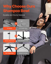 Portable Shampoo Bowl, Shampoo Sink with Adjustable Height & Angle, Salon Hair Wash Sink with Drain Hose and V952-LSXXFSCLSXWTGXBJR002V0
