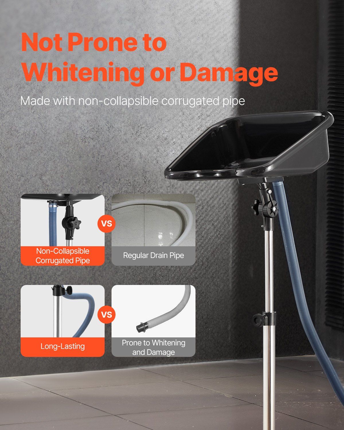 Portable Shampoo Bowl, Shampoo Sink with Adjustable Height & Angle, Salon Hair Wash Sink with Drain Hose and V952-LSXXFSCLSXWTGXBJR002V0