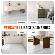 Interlocking Vinyl Floor Tiles 48 x 7.3 inch, 10 Tiles 5.5mm Thick Snap Together, Light Gray Wood Grain DIY V952-LSYXJDDLSQHMPROS8V0