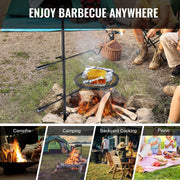 Swivel Campfire Grill Heavy Duty Steel Open Fire Cooking Grate Adjustable V952-LSYYKJDGL1414CJXOV0