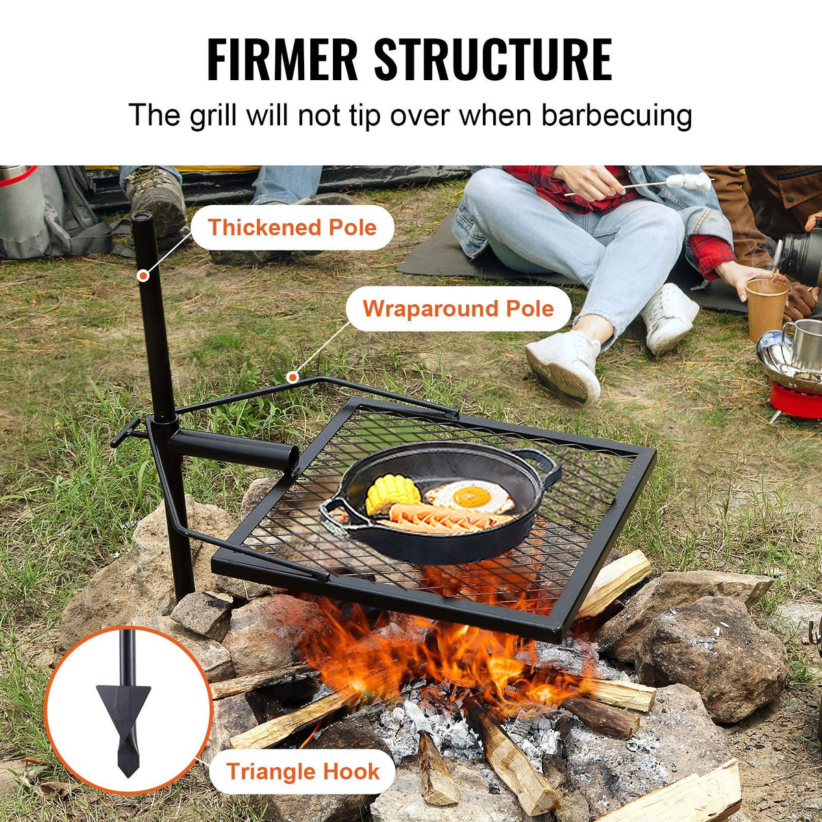 Swivel Campfire Grill, Fire Pit Grill Grate over Fire Pits, Heavy Duty Steel Grill Grates, 360 degrees V952-LSYYKJDGL1616U3A5V0