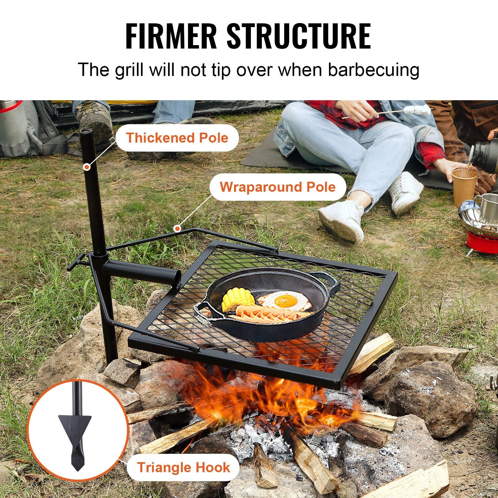 Swivel Campfire Grill, Fire Pit Grill Grate over Fire Pits, Heavy Duty Steel Grill Grates, 360 degrees V952-LSYYKJDGL1616U3A5V0
