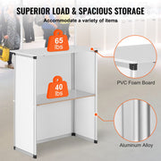 Portable Tradeshow Podium Table, 785 x 380 x 1815 mm, Display Exhibition Counter Stand Booth Fair with Wall, V952-LSZST20DCSHFJDPZYV0