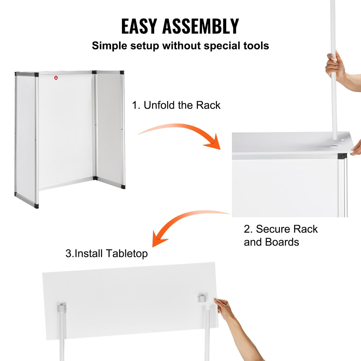Portable Tradeshow Podium Table, 785 x 380 x 1815 mm, Display Exhibition Counter Stand Booth Fair with Wall, V952-LSZST20DCSHFJDPZYV0