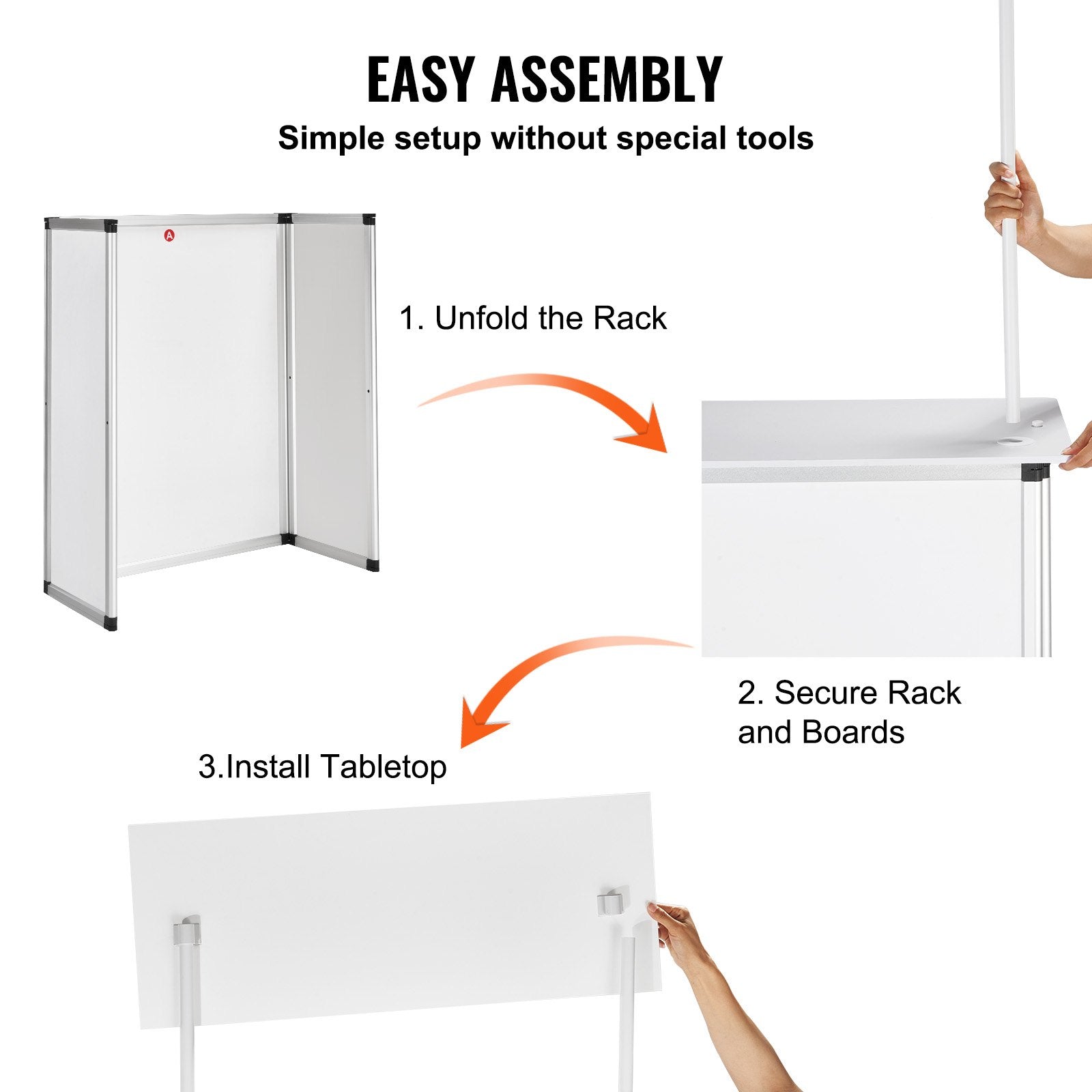 Portable Tradeshow Podium Table, 785 x 380 x 1815 mm, Display Exhibition Counter Stand Booth Fair with Wall, V952-LSZST20DCSHFJDPZYV0