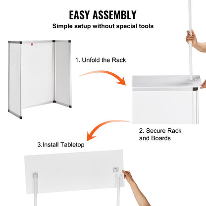 Portable Tradeshow Podium Table, 785 x 380 x 1815 mm, Display Exhibition Counter Stand Booth Fair with Wall, V952-LSZST20DCSHFJDPZYV0