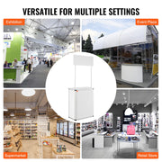 Portable Tradeshow Podium Table, 785 x 380 x 1815 mm, Display Exhibition Counter Stand Booth Fair with Wall, V952-LSZST20DCSHFJDPZYV0