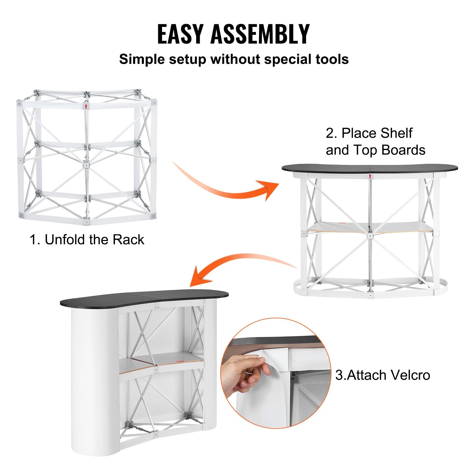 Portable Tradeshow Podium Table, 1300 x 465 x 950 mm, Display Exhibition Counter Stand Booth Fair with Wall, V952-LSZST20DCSLWFTXVPV0