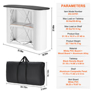 Portable Tradeshow Podium Table, 1300 x 465 x 950 mm, Display Exhibition Counter Stand Booth Fair with Wall, V952-LSZST20DCSLWFTXVPV0