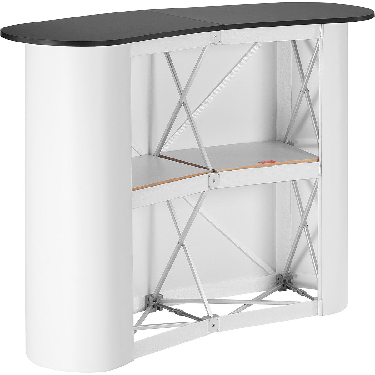Portable Tradeshow Podium Table, 1300 x 465 x 950 mm, Display Exhibition Counter Stand Booth Fair with Wall, V952-LSZST20DCSLWFTXVPV0