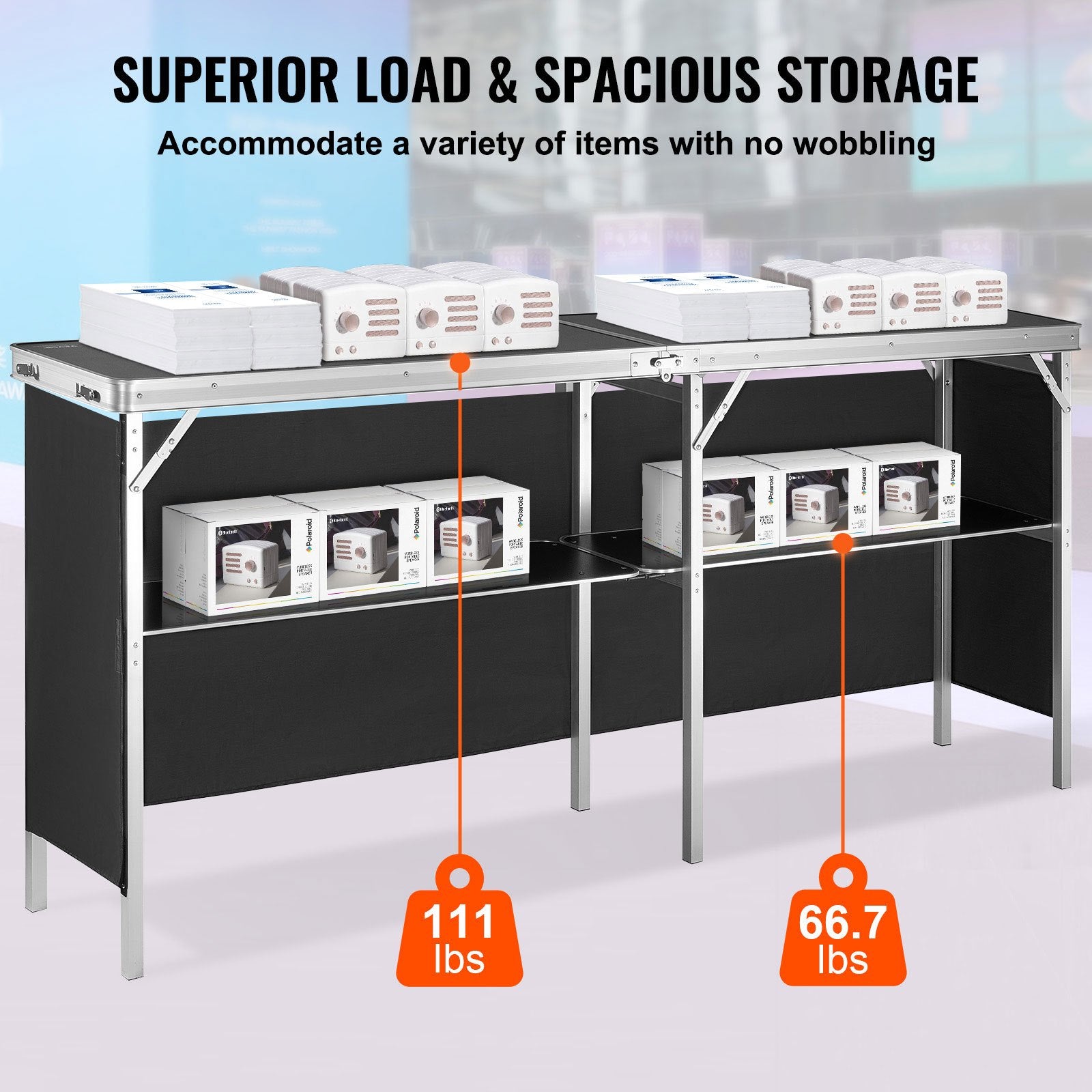 Extra Long Folding Portable Bar Table - Tradeshow Podium Table for Indoor V952-LSZST20ZDSZJFECDIV0