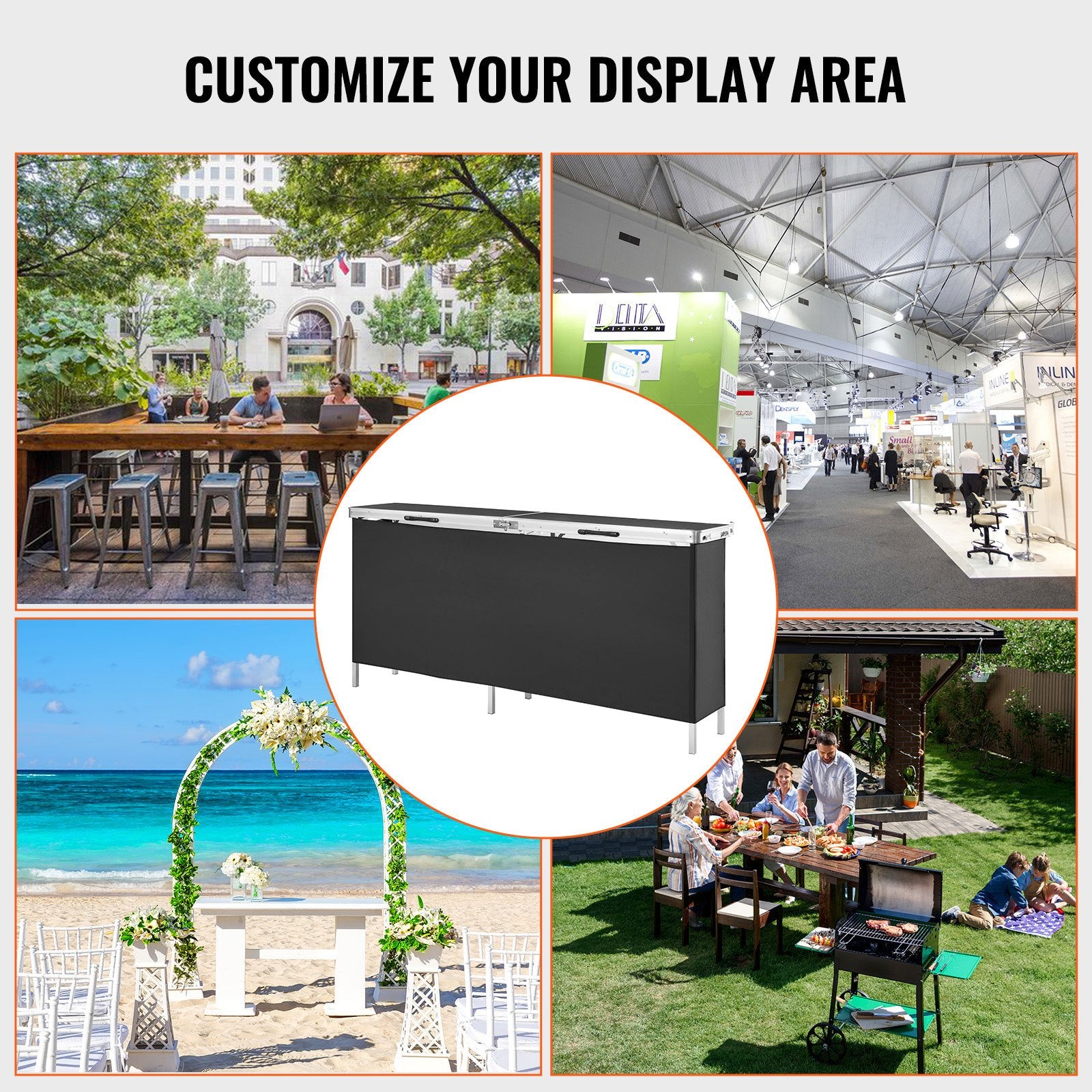 Extra Long Folding Portable Bar Table - Tradeshow Podium Table for Indoor V952-LSZST20ZDSZJFECDIV0