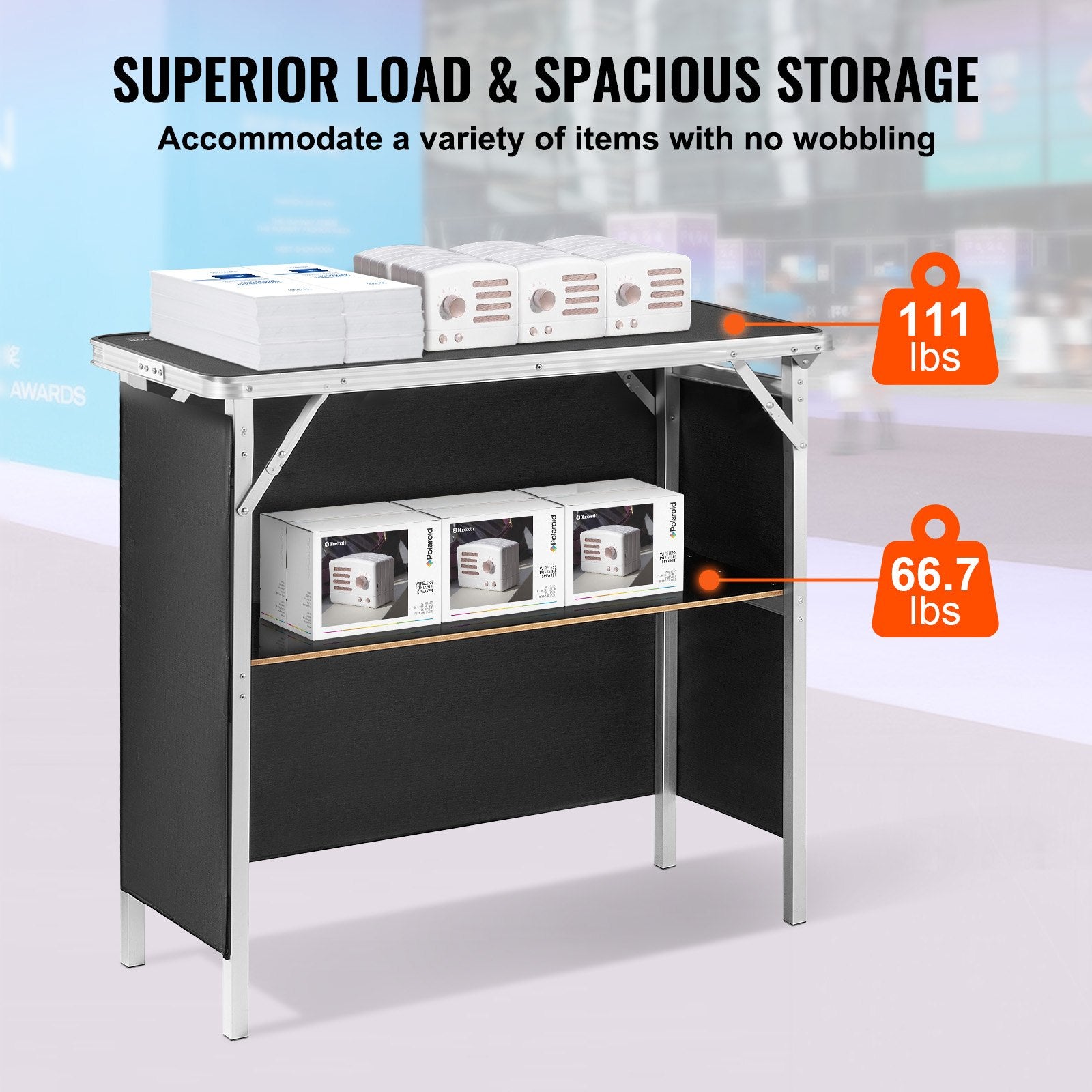 Folding Portable Bar Table, Tradeshow Podium Table for Indoor, Outdoor, Party, Picnic, Exhibition, Includes V952-LSZST20ZDSZJN1VEHV0