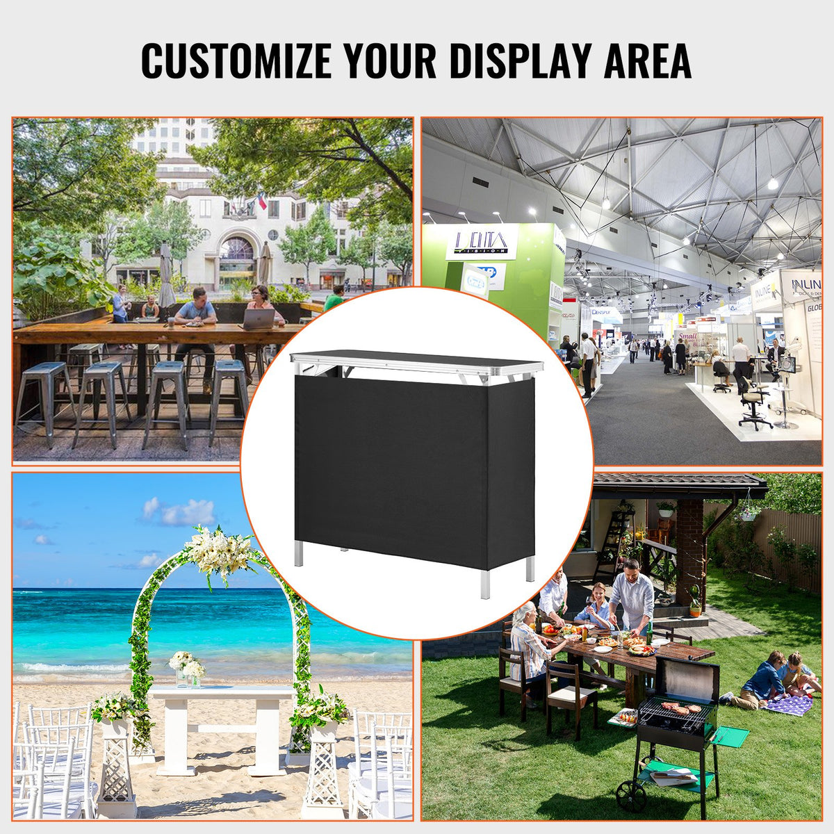 Folding Portable Bar Table, Tradeshow Podium Table for Indoor, Outdoor, Party, Picnic, Exhibition, Includes V952-LSZST20ZDSZJN1VEHV0