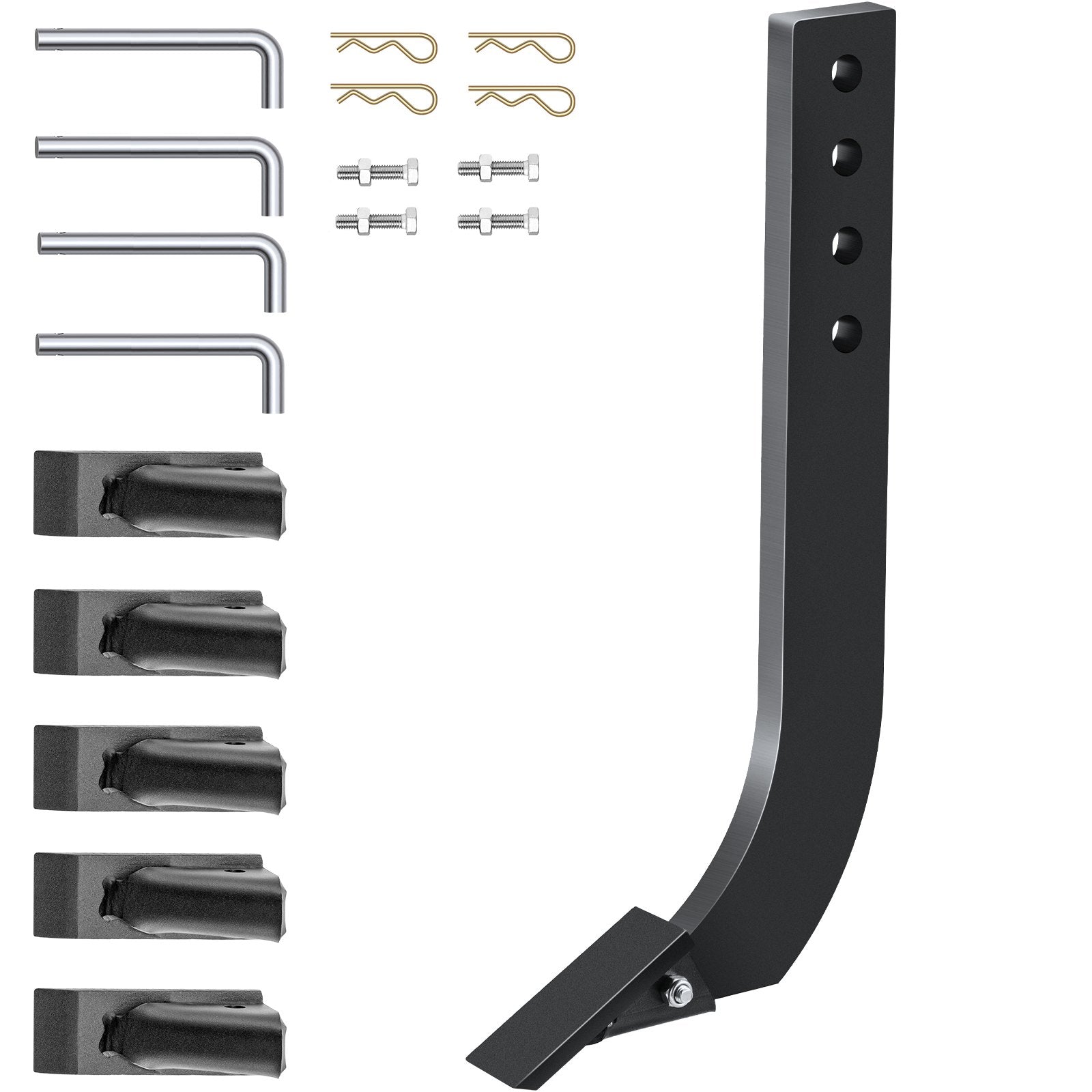 Box Blade Shank, 46.4cm Scarifier Shank, 4 Holes Box Scraper Shank, Ripper Shank with Removable Tapered Teeth and Pins, Adjustable Shanks Assembly for Replacement, Digging, Plowing, 4PCS