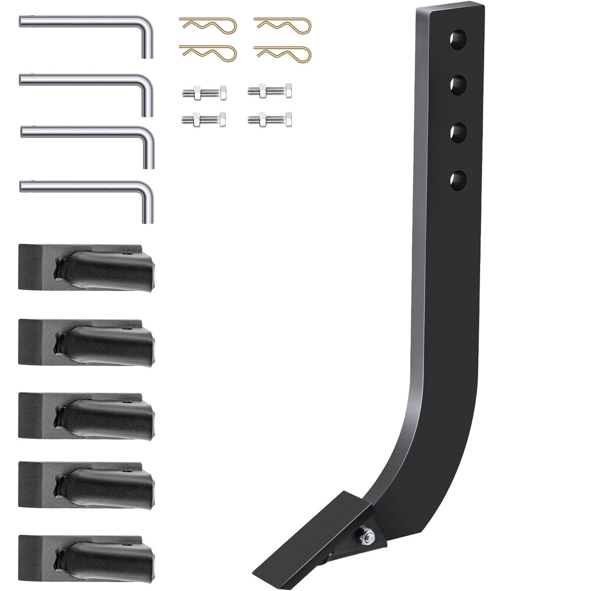 Box Blade Shank, 46.4cm Scarifier Shank, 4 Holes Box Scraper Shank, Ripper Shank with Removable Tapered Teeth and Pins, Adjustable Shanks Assembly for Replacement, Digging, Plowing, 4PCS