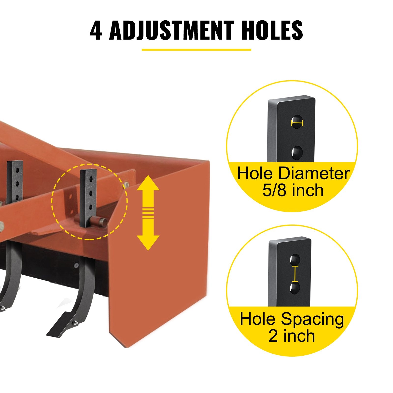 Box Blade Shank, 46.4cm Scarifier Shank, 4 Holes Box Scraper Shank, Ripper Shank with Removable Tapered Teeth and Pins, Adjustable Shanks Assembly for Replacement, Digging, Plowing, 4PCS