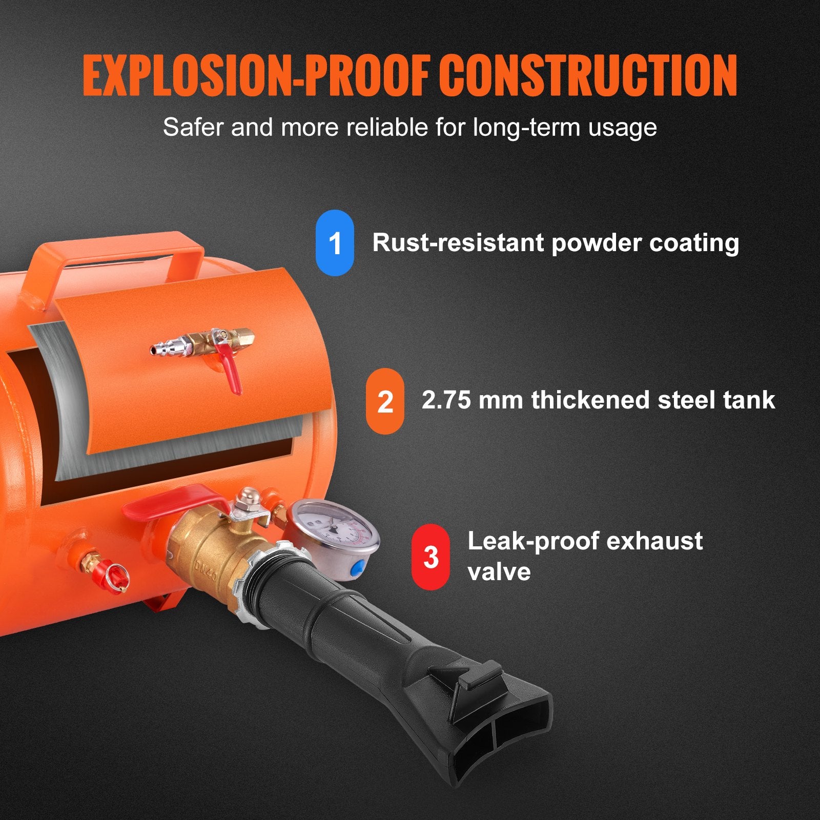 Tire Bead Seater, 5 Gal/19L Air Tire Bead Blaster with Pressure Gauge & Handle, 145 PSI Seating Tool Inflator V952-LTB5GAL145PSI1HJXV0