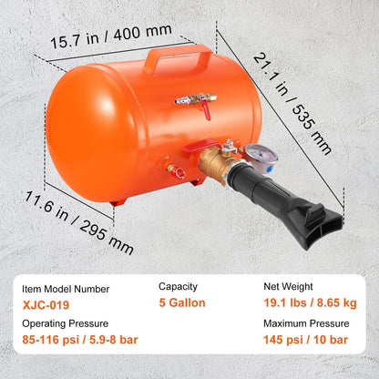 Tire Bead Seater, 5 Gal/19L Air Tire Bead Blaster with Pressure Gauge & Handle, 145 PSI Seating Tool Inflator V952-LTB5GAL145PSI1HJXV0