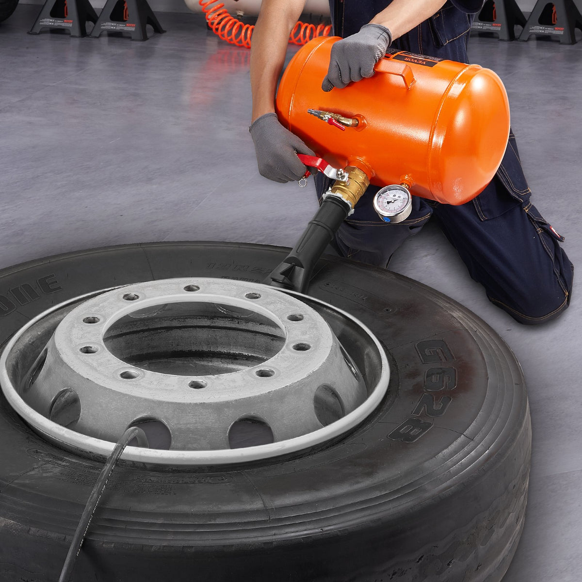 Tire Bead Seater, 5 Gal/19L Air Tire Bead Blaster with Pressure Gauge & Handle, 145 PSI Seating Tool Inflator V952-LTB5GAL145PSI1HJXV0