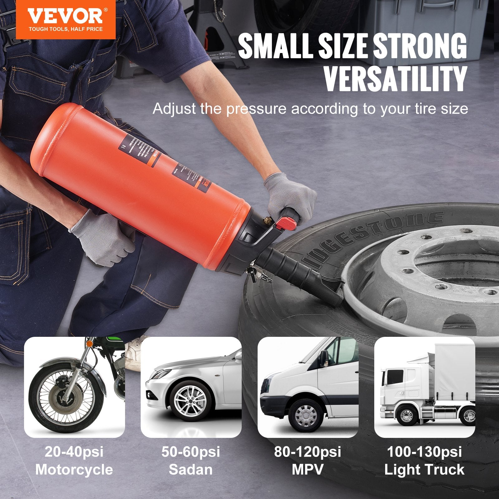 Tire Bead Seater, 2.4 Gal/9 L Air Tire Bead Blaster, 150 PSI Handheld Bead Bazooka, Portable Tire Inflator V952-LTBCQ9L145PSI37Y1V0
