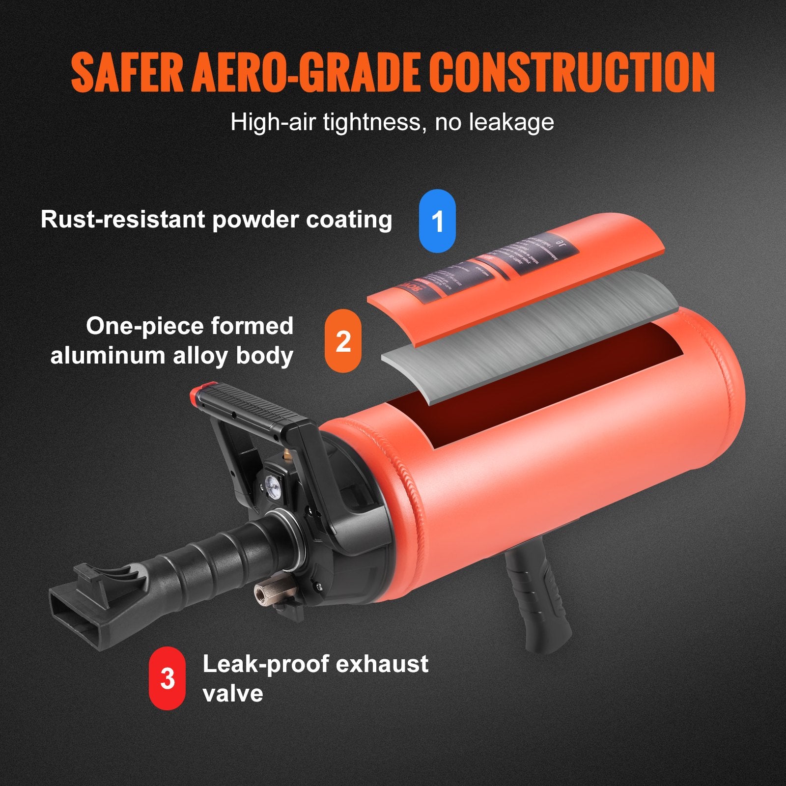 Tire Bead Seater, 2.4 Gal/9 L Air Tire Bead Blaster, 150 PSI Handheld Bead Bazooka, Portable Tire Inflator V952-LTBCQ9L145PSI37Y1V0