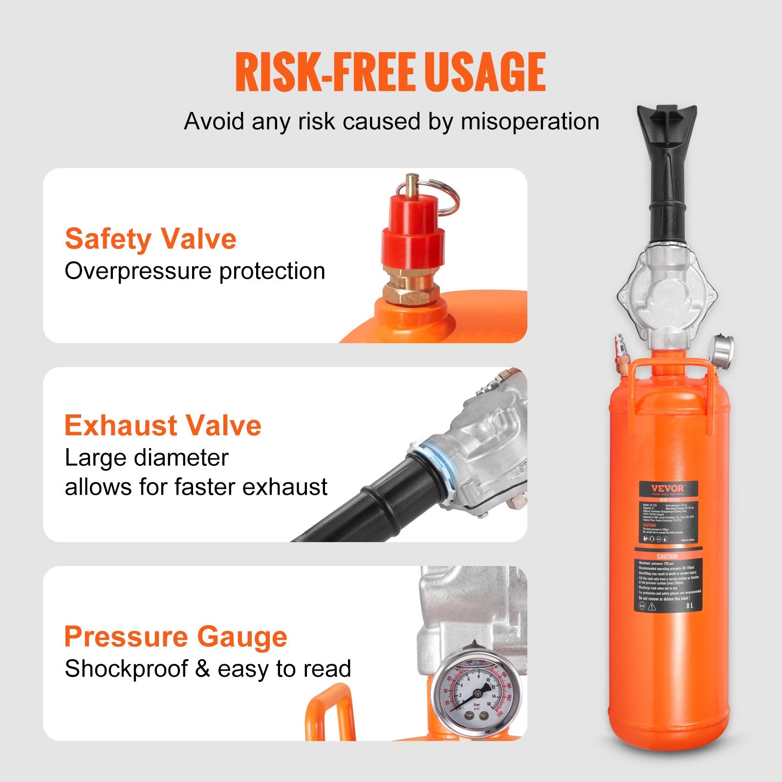 Tire Bead Seater, 2.1 Gal/8 L Air Tire Bead Blaster, 120 PSI Handheld Bead Bazooka, Upgraded Portable Tire V952-LTBCQS8145PSIQFEKV0