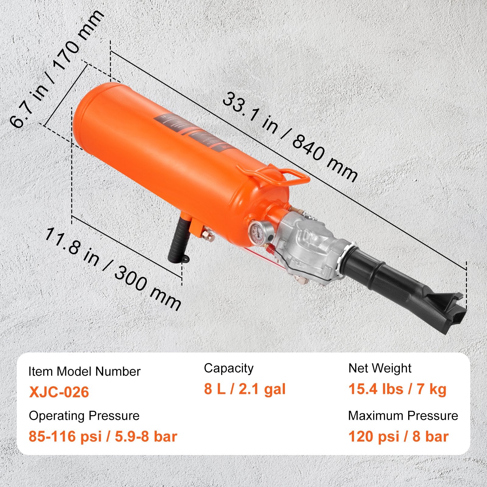 Tire Bead Seater, 2.1 Gal/8 L Air Tire Bead Blaster, 120 PSI Handheld Bead Bazooka, Upgraded Portable Tire V952-LTBCQS8145PSIQFEKV0