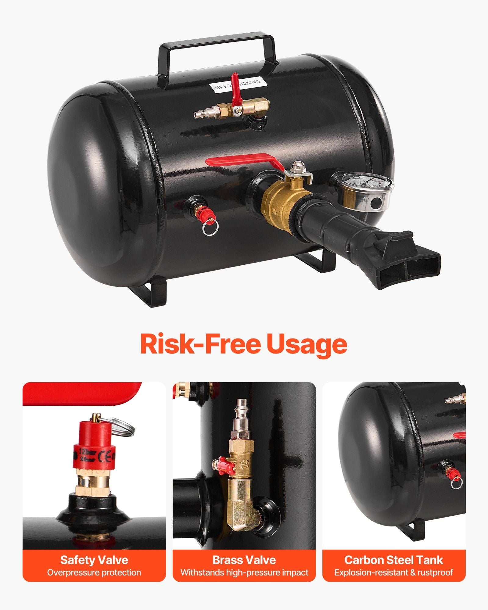 Air Tire Bead Seater, 5 Gal / 18.9 L, Heavy Duty Tire Bead Blaster Tool, 87-116 PSI Operating Pressure, Air V952-LTBCQXZXS5GAFKQSV001V0