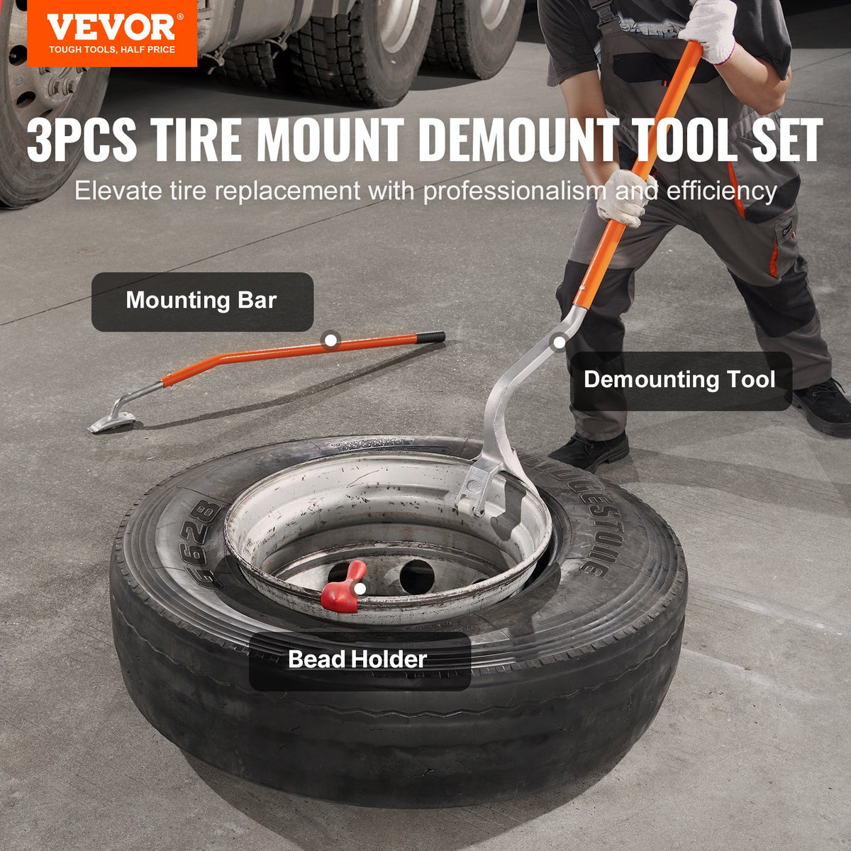 Tire Mount Demount Tool, 571-622 mm Manual Steel Tire Changer Mount Demount Removal Tool, with Extra Bead V952-LTCZJHSPS0AF6F9BYV0