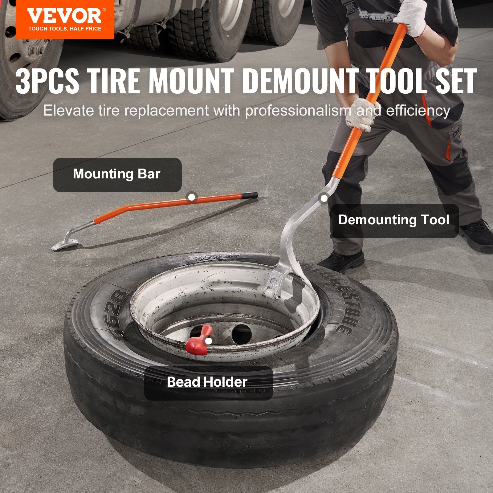 Tire Mount Demount Tool, 571-622 mm Manual Steel Tire Changer Mount Demount Removal Tool, with Extra Bead V952-LTCZJHSPS0AF6F9BYV0