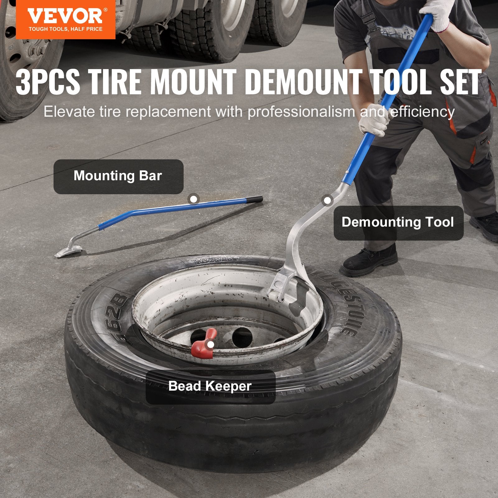 Tire Mount Demount Tool, 571-622 mm Manual Steel Tire Changer Mount Demount Removal Tool, with Extra Bead V952-LTCZJLSPSA7NIT52RV0