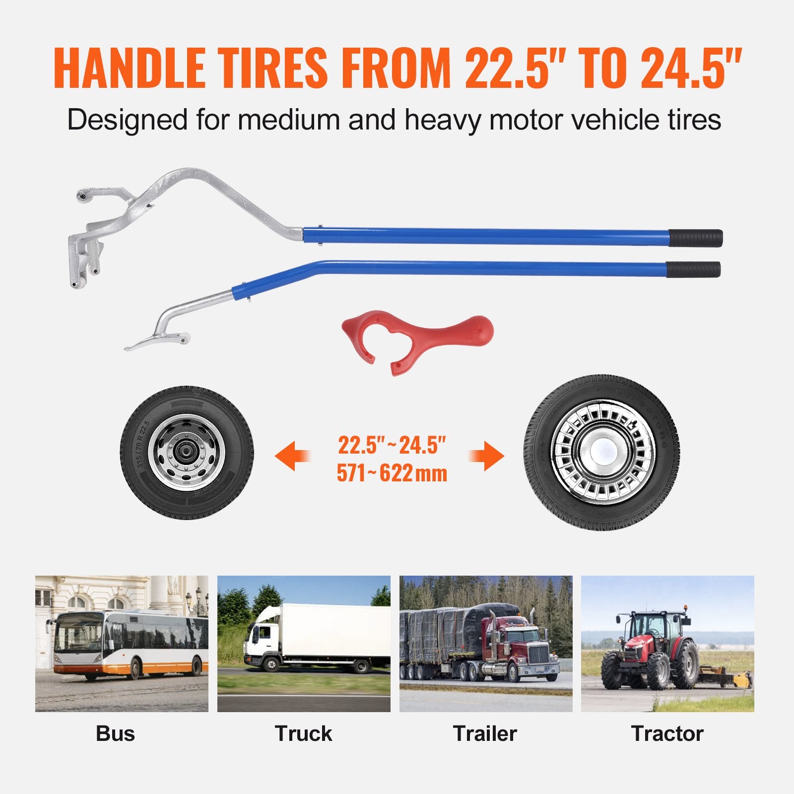 Tire Mount Demount Tool, 571-622 mm Manual Steel Tire Changer Mount Demount Removal Tool, with Extra Bead V952-LTCZJLSPSA7NIT52RV0