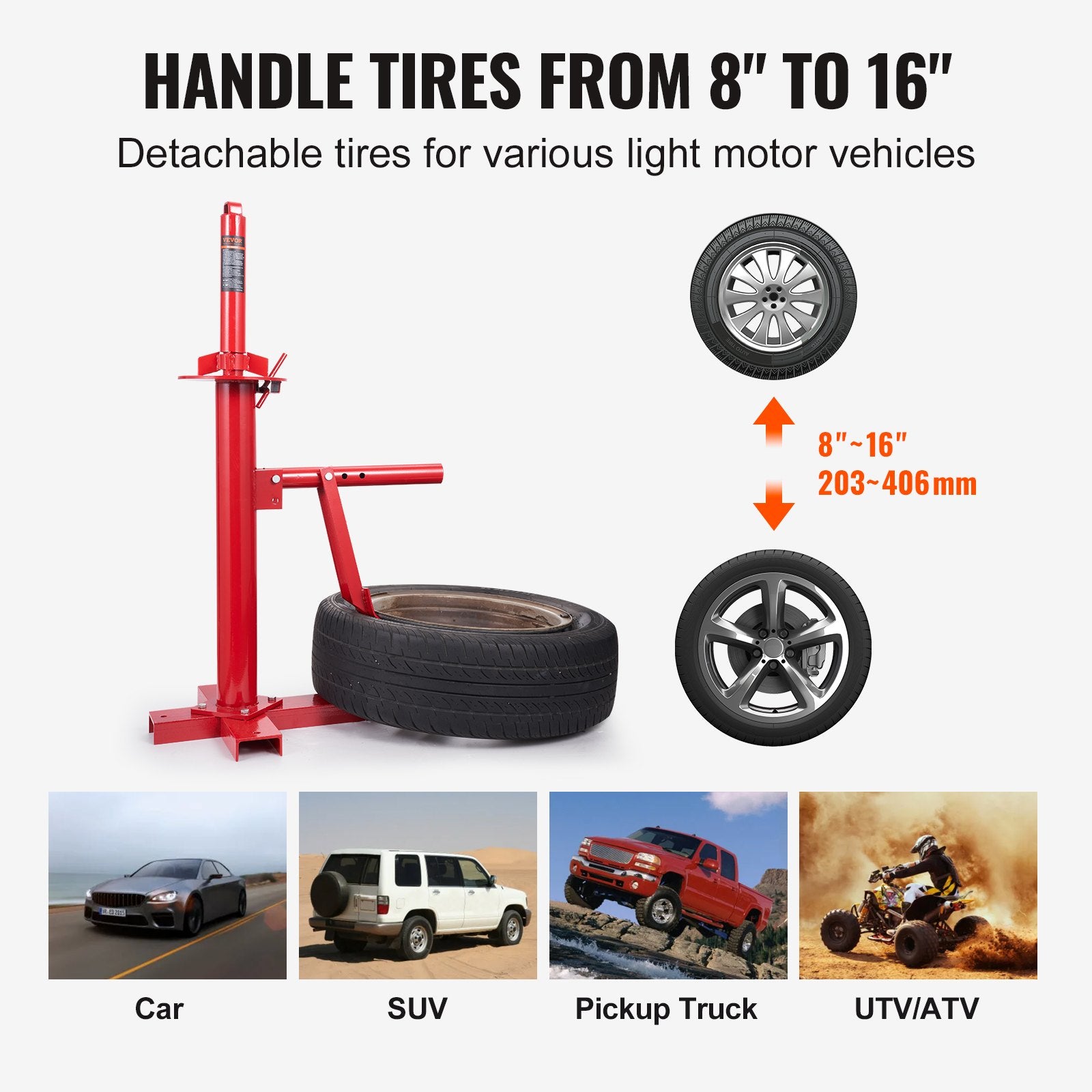Manual Tire Changer, Portable Hand Bead Breaker Mounting Tool for 203 - 406 mm Tires, Compatible with Car V952-LTCZJZGSHSKRERD9OV0