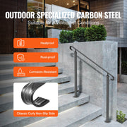 Handrails for Outdoor Steps, Fit 1-3 Steps Wrought Iron Handrail, Outdoor Stair Railing, Adjustable Front V952-LTFS1.2MLZFS00001V0