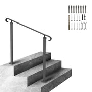Handrails for Outdoor Steps, Fit 1-3 Steps Wrought Iron Handrail, Outdoor Stair Railing, Adjustable Front V952-LTFS1.2MLZFS00001V0