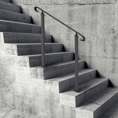 Handrails for Outdoor Steps, Fit 1-3 Steps Outdoor Stair Railing, Wrought Iron Handrail, Adjustable Front V952-LTFS1MLZFS0000001V0