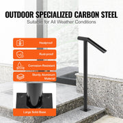Single Post 1-2, Black Steel Railing 441LBS Capacity Baking Varnish Iron Stairs Stylish Handrails for Outdoor V952-LTFS2BXYGLZHS0001V0