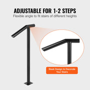 Single Post 1-2, Black Steel Railing 441LBS Capacity Baking Varnish Iron Stairs Stylish Handrails for Outdoor V952-LTFS2BXYGLZHS0001V0