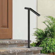 Single Post 1-2, Black Steel Railing 441LBS Capacity Baking Varnish Iron Stairs Stylish Handrails for Outdoor V952-LTFS2BXYGLZHS0001V0