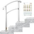 3-Step Handrails for Outdoor Steps Fits 1 or 3 Steps Matte White Stair Rail Wrought Iron Handrail with V952-LTFS3BBSLG0000001V0