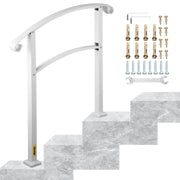 3-Step Handrails for Outdoor Steps Fits 1 or 3 Steps Matte White Stair Rail Wrought Iron Handrail with V952-LTFS3BBSLG0000001V0