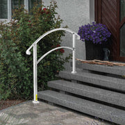 3-Step Handrails for Outdoor Steps Fits 1 or 3 Steps Matte White Stair Rail Wrought Iron Handrail with V952-LTFS3BBSLG0000001V0