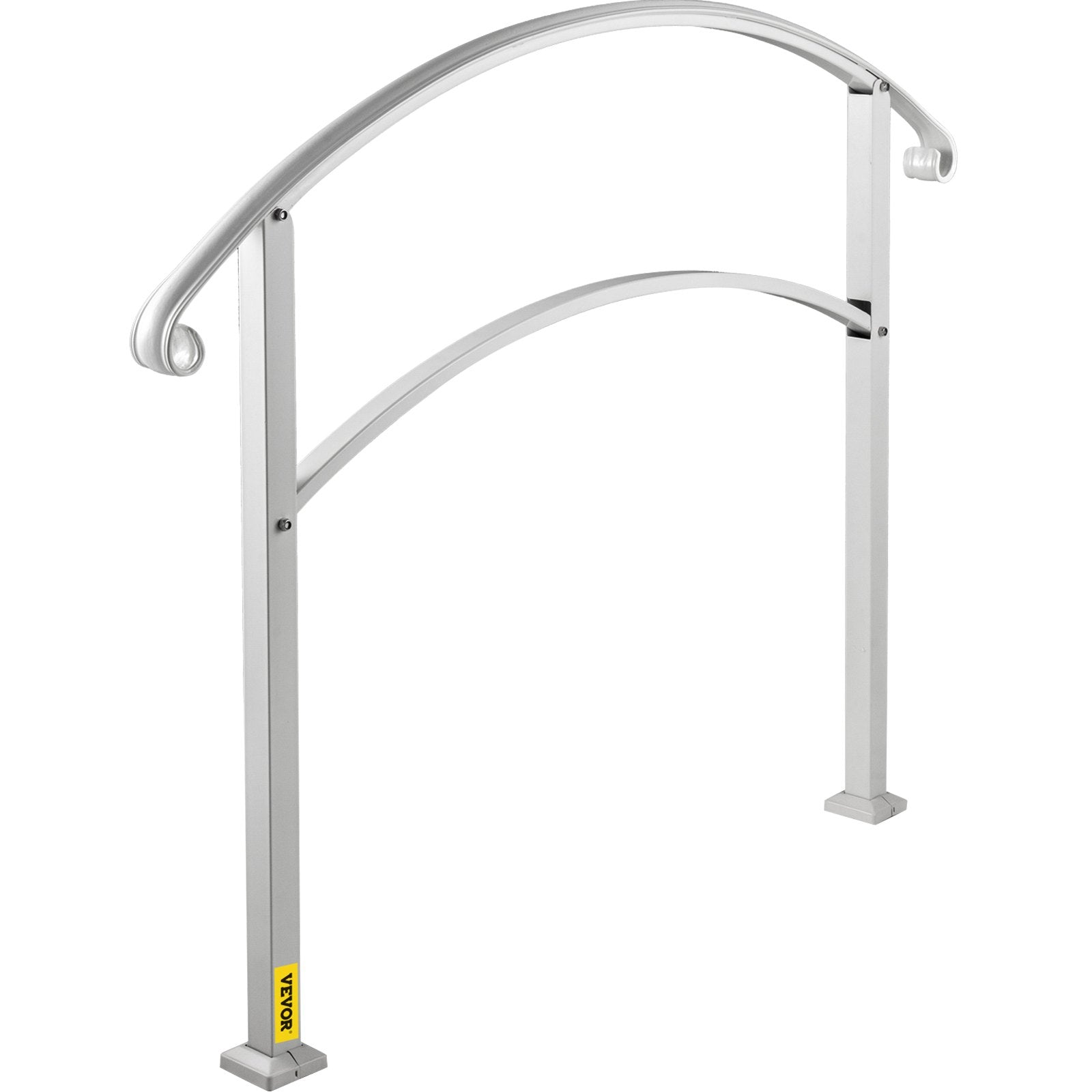 3-Step Handrails for Outdoor Steps Fits 1 or 3 Steps Matte White Stair Rail Wrought Iron Handrail with V952-LTFS3BBSLG0000001V0