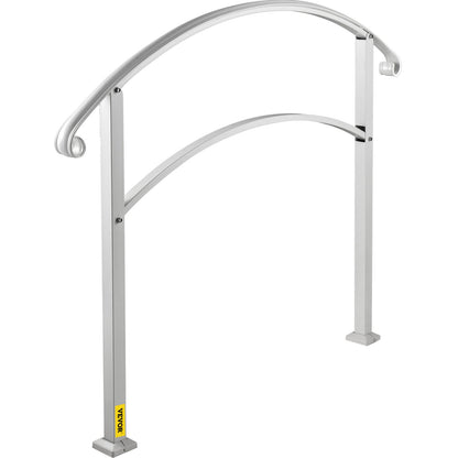 3-Step Handrails for Outdoor Steps Fits 1 or 3 Steps Matte White Stair Rail Wrought Iron Handrail with V952-LTFS3BBSLG0000001V0