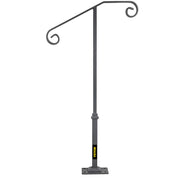 Handrails for Outdoor Steps, Fit 1 or 2 Steps Outdoor Stair Railing, Single Post Wrought Iron Handrail, Gray V952-LTFSSHSDDZJSFS001V0