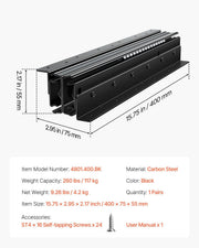 Undermount Drawer Slides, 16 inch, Full Extension Ball Bearing Under Stair Cabinet Rails, 260 LB Load V952-LTJHG16YC260XCXUUV0